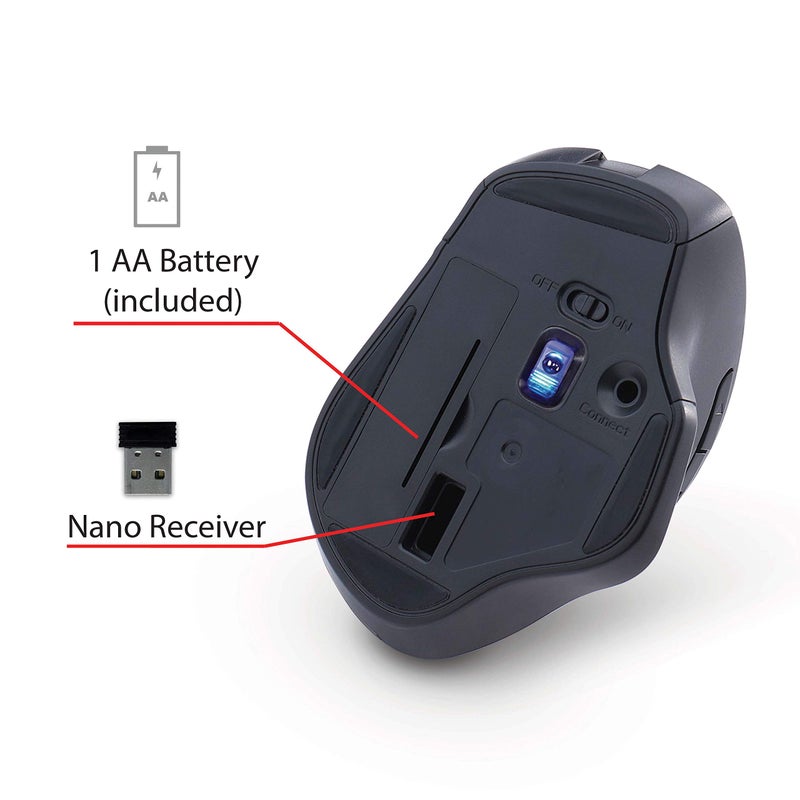 Verbatim 2.4G Wireless Ergonomic LED Silent Mouse - Noiseless and Silent Click Computer Mouse with Nano Receiver for Mac and PC - Red - Image 5